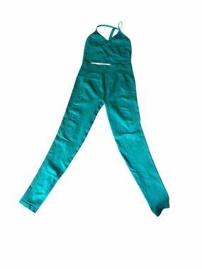 Teal Two-Piece Active Set - Crop Top & High-Waist Leggings spiritual gangster